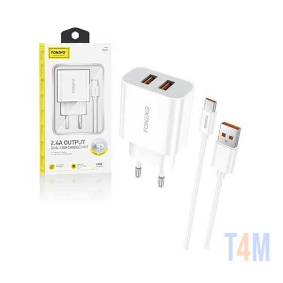 Foneng Fast Wall Charger EU45 with Micro Cable 2 USB 2.4A White